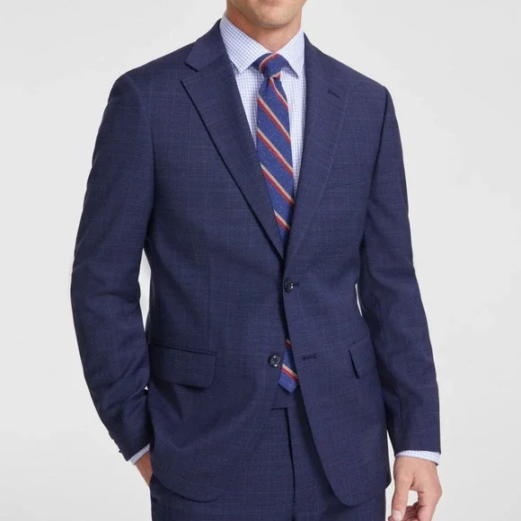 Tommy Hilfiger Men's Modern-Fit Stretch Wool Blend Suit Jacket Blue 42L $450